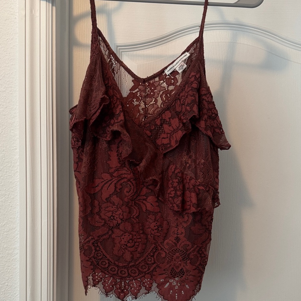 American Eagle Outfitters Maroon Lace Camisole